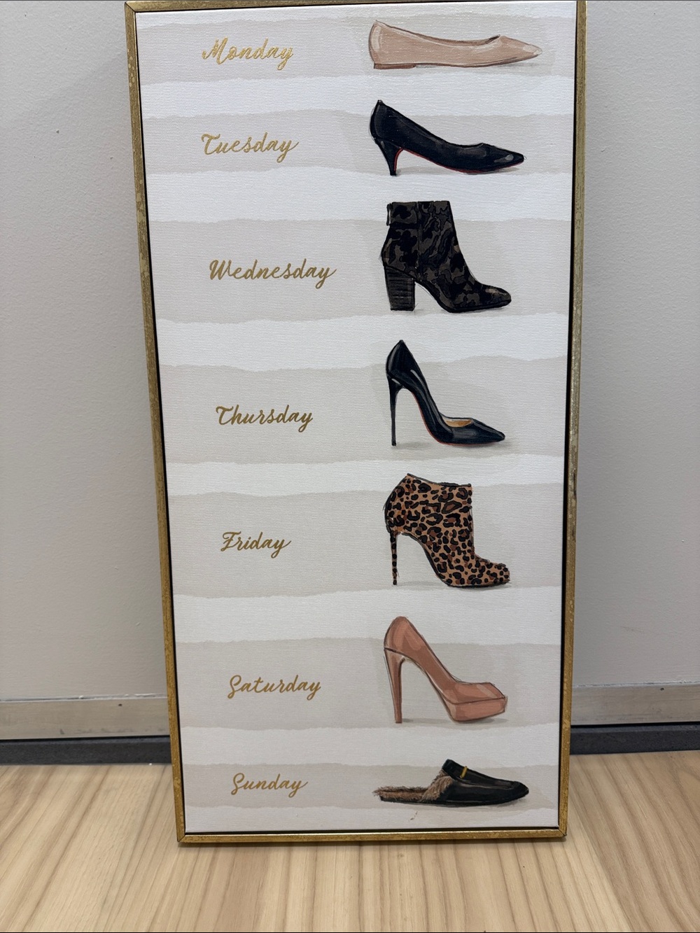 Gold framed shoe canvas